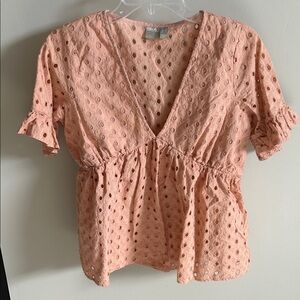 ASOS Peach Eyelet Lace Peplum Top Size US 6
